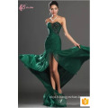 Guangdong Women Sexy Mermaid Slit Sexu Back Robe de soirée ouverte Green Party Club Dress